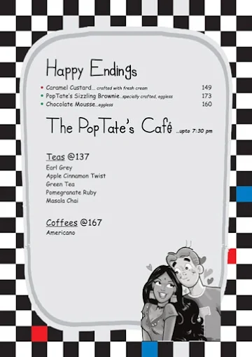 Pop Tate's menu 