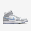 wmns air jordan 1 mid white / wolf gray / aluminum