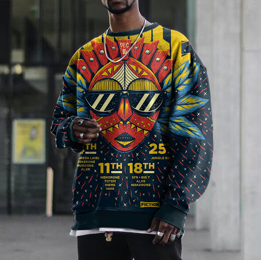 Title 1, European And American Mens Printed Sweater