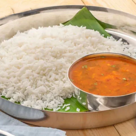 Andhra Rasam With Steamed Rice