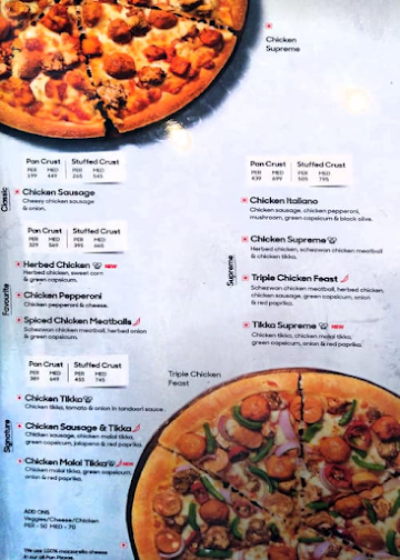 Pizza Hut menu 