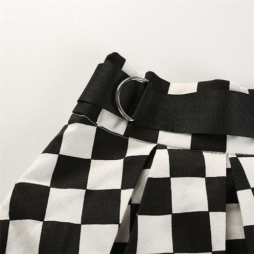 Title 13, Black and white checkerboard skirt for women, a...