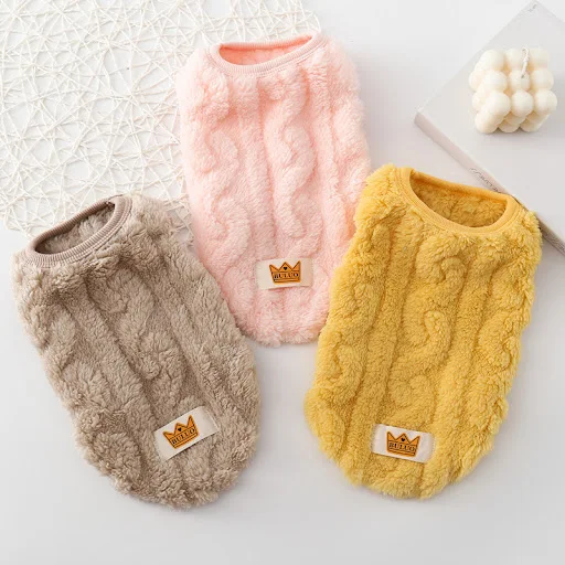 Fleece Pullover Pet Clothes Cute Wavy Double-sided Puppy Kitten Coats Sweater for Small Medium Dogs Cats Warm Winter Out