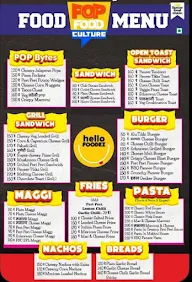 Pop Food Culture menu 1