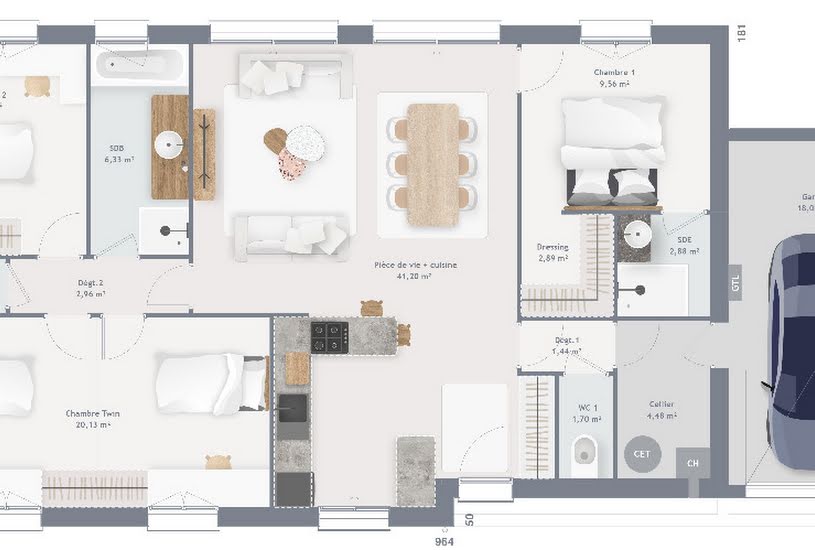  Vente Terrain + Maison - Terrain : 300m² - Maison : 105m² à Noiseau (94880) 