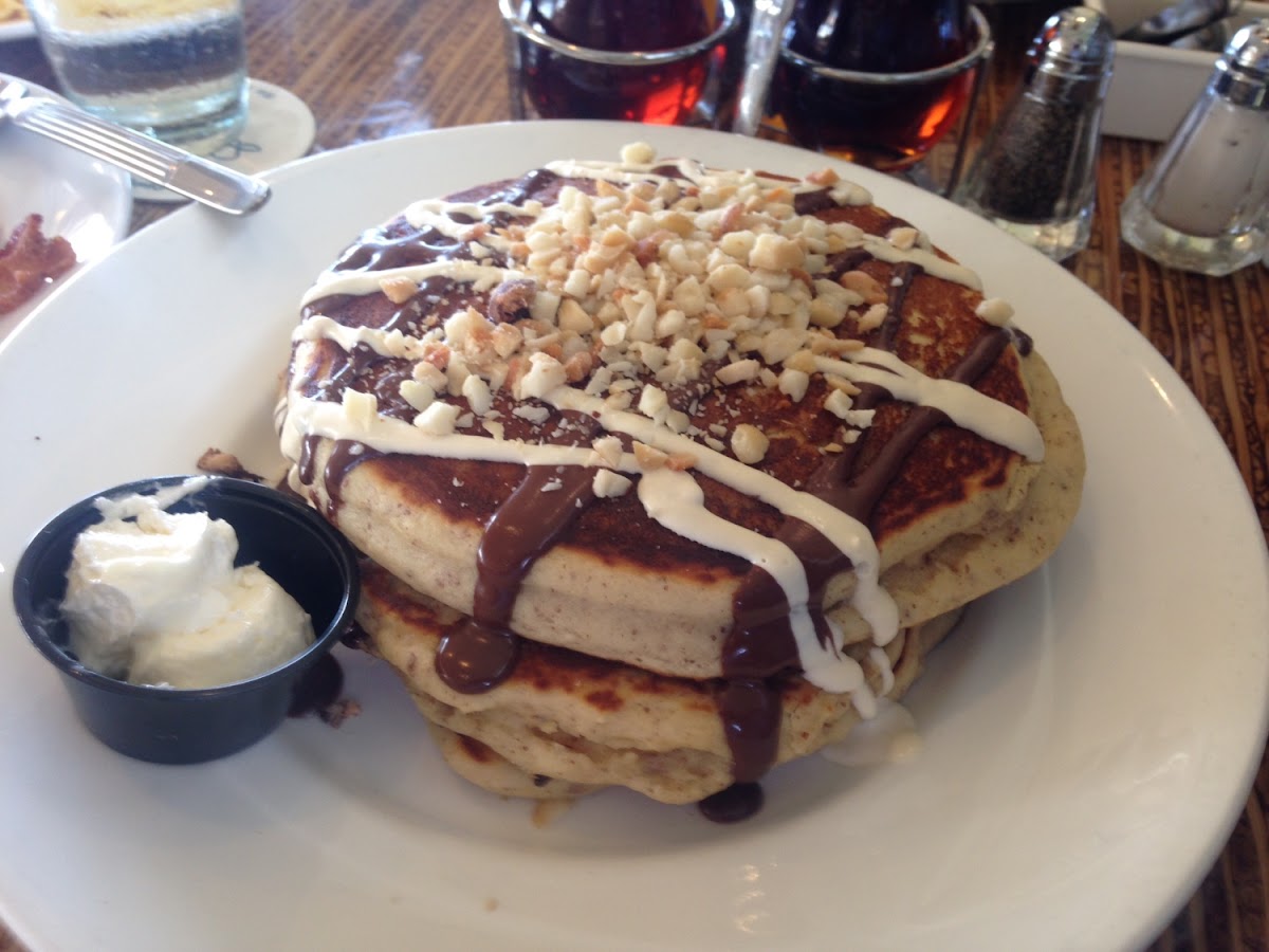 Chocolate chip macadamia nut pancakes