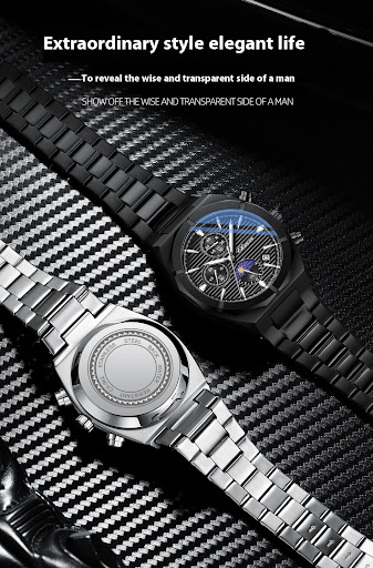 Title 14, Multi-functional Mens Moon Phase Calendar Chro...