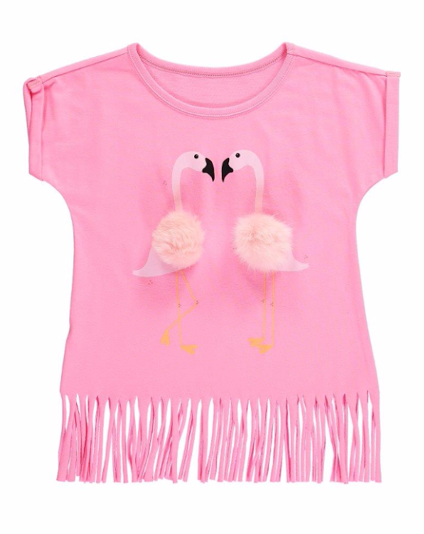 The Flamingo Tee is one of three styles of children’s T-shirts being sold by Woolworths been found to contain animal fur.