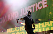 Nigerian superstar Sarkodie performs at Global Citizen Festival at the Black Star Square in Accra, Ghana.