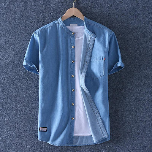 Title 6, Mens Denim Short-Sleeved Thin Summer Loose Cas...