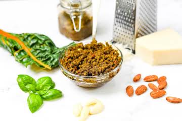 Chard and Basil Pesto with Toasted Almonds