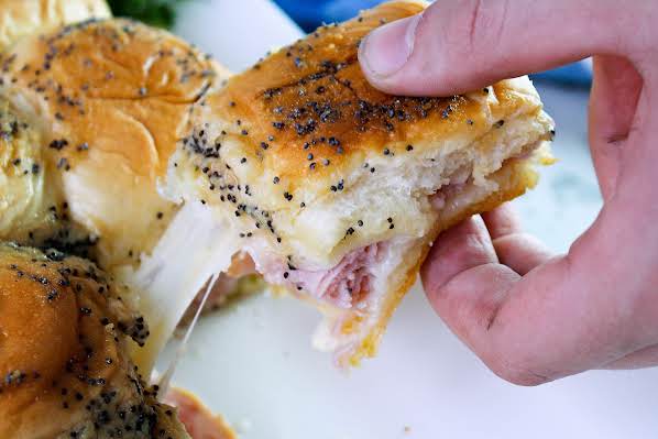 Pulling apart the Hawaiian ham slider.