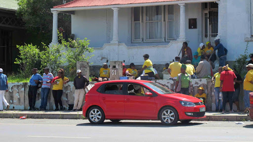 DISGRUNTLED: Members from the ANC Buffalo City Metro region spent the night outside the provincial ANC headquarters on Wednesday Picture: SIPHE MACANDA