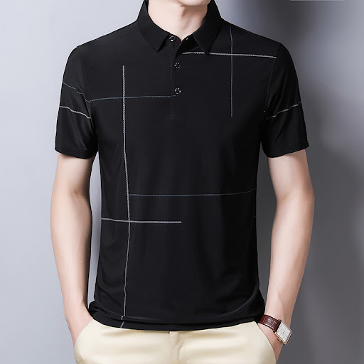 Title 2, Polo shirt featuring a printed lapel and ice si...