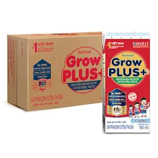 Thùng 48 hộp Sản phẩm dinh dưỡng pha sẵn NutiFood GrowPLUS+ Ít đường 180ml