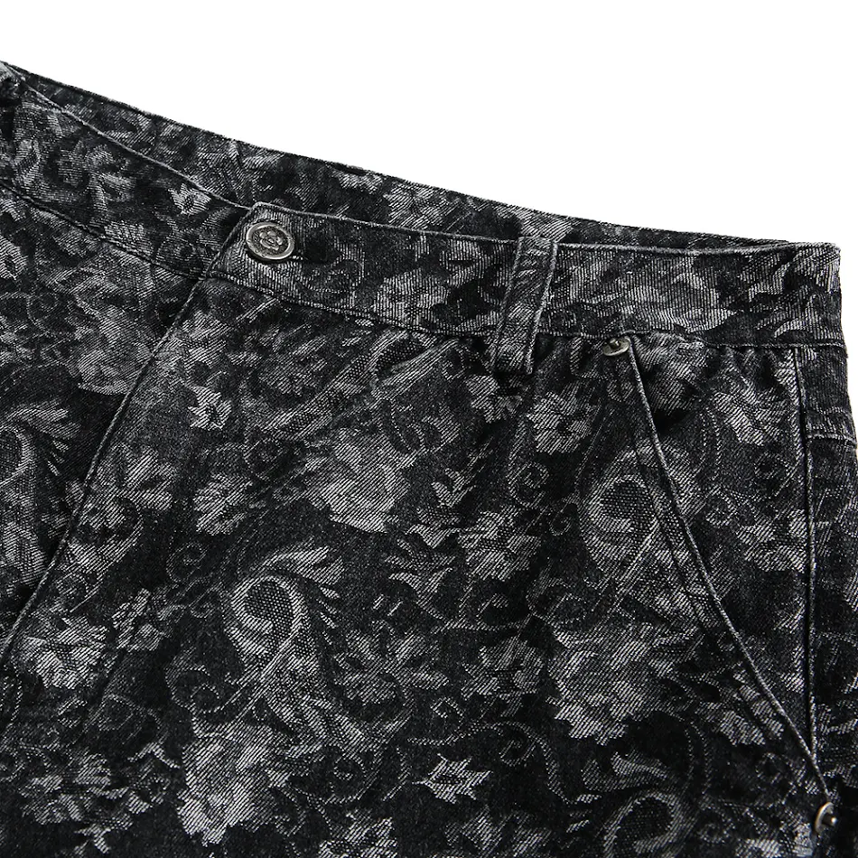 Pantalones rectos casuales florales oscuros estampados para mujer, estilo cómodo, perfectos para looks diarios y salidas informales.