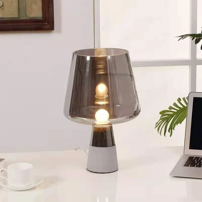 Nordijska post-moderna minimalistička lampa za noćni stočić od cementa i stakla, kreativni dizajn za spavaću sobu.