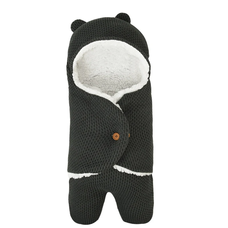 Saco de dormir para recém-nascidos de outono e inverno, pelúcia espessa, anti-chute, mantém o bebê aquecido e confortável durante a noite.