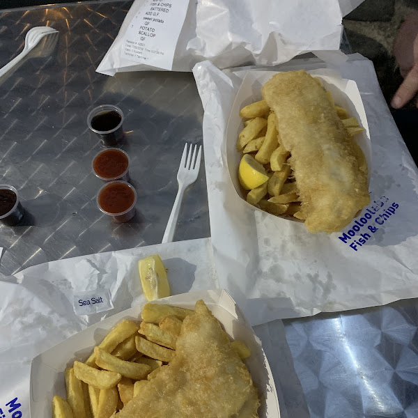 Gf battered fish and chips. Lovely 😊