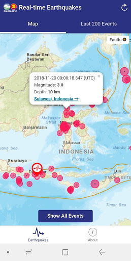 Screenshot BMKG Real-time Earthquakes