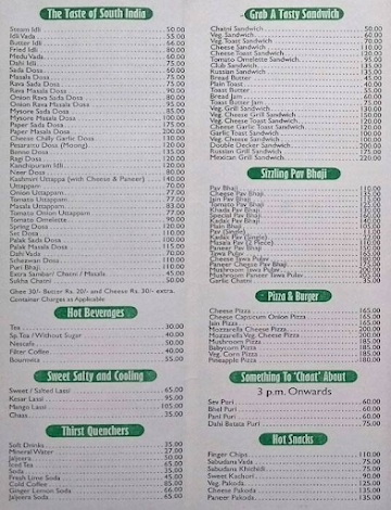 Vidhata Sagar Veg Restaurant menu 