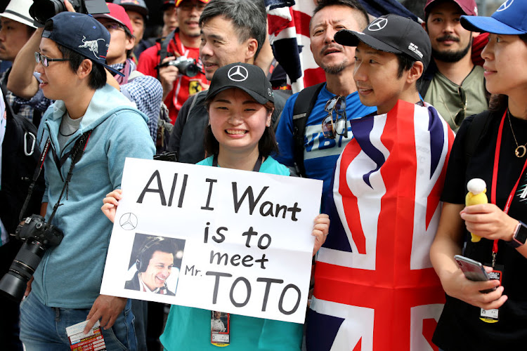 A Mercedes GP fan during previews on October 10 2019, ahead of the F1 Grand Prix of Japan at Suzuka Circuit.