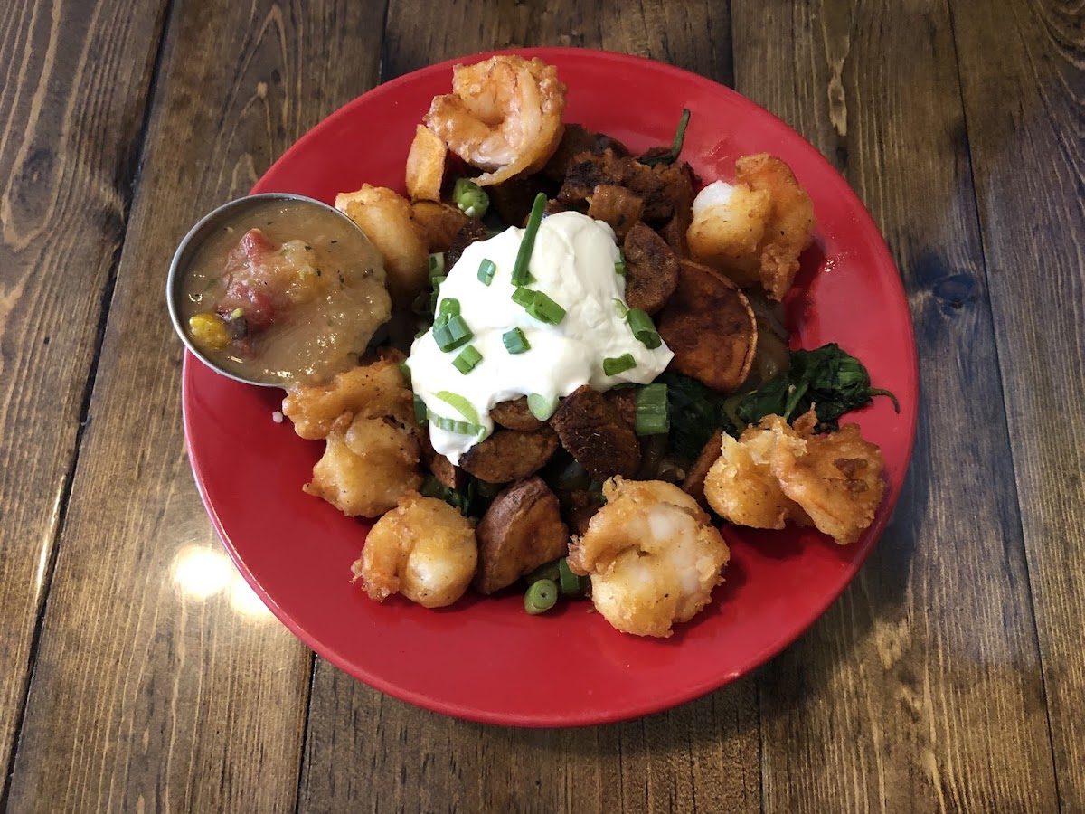 Sierra Madre with GF house-made batter, fried shrimp. Dedicated GF fryer.