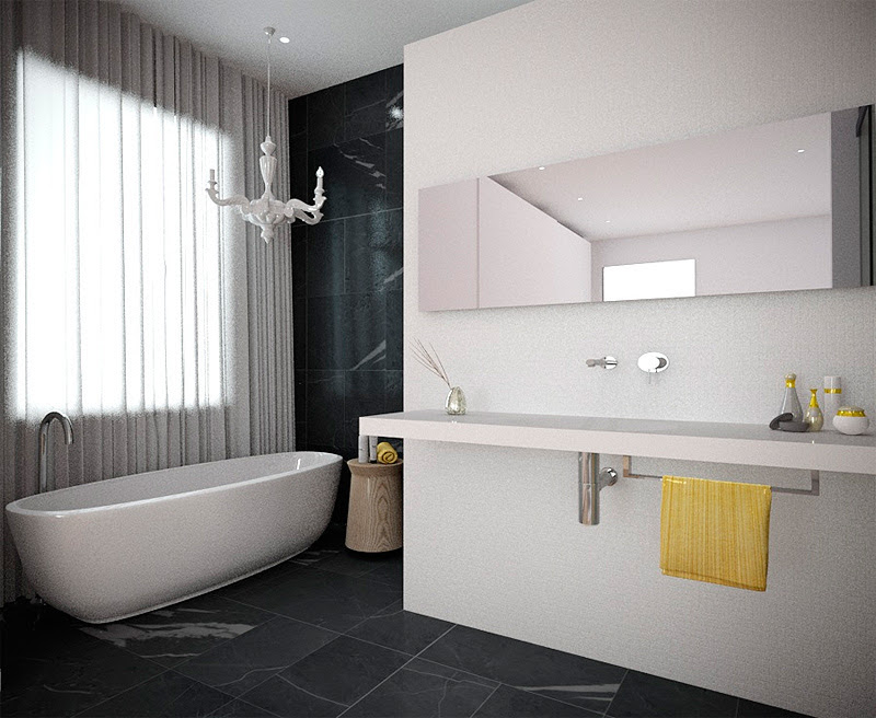 Baño en blanco y negro - Estudio Minosa Design