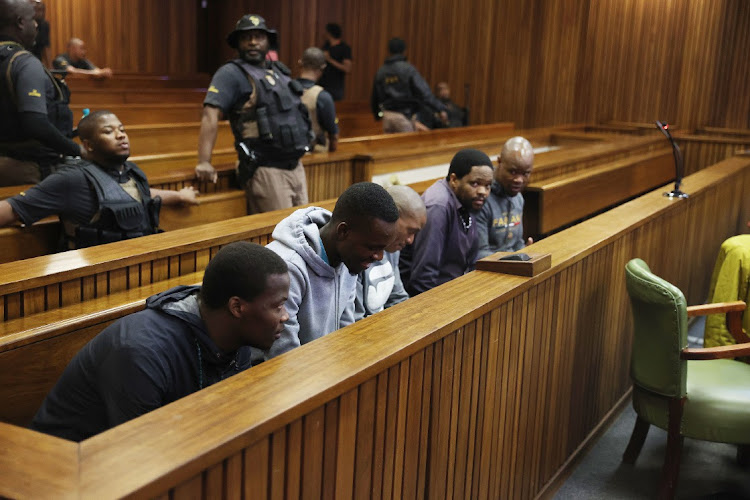 Muzikawukhulelwa Sibiya, Bongani Sandiso Ntanzi, Mthobisi Prince Mncube, Mthokoziseni Maphisa and Sifisokuhle Nkani Ntuli are standing trial for the murder of Senzo Meyiwa. File photo.