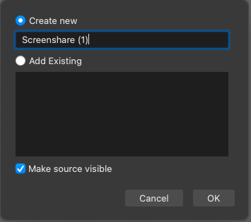 Naming your screen share scene in OBS