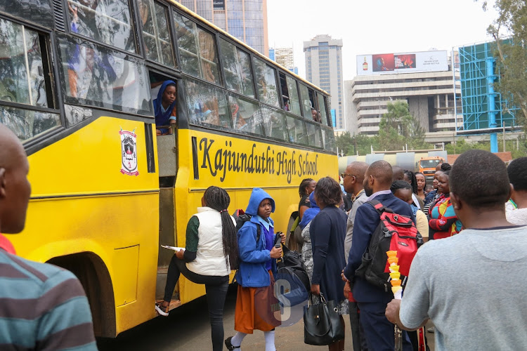 Learners are picked by their parents and guardians at Green Park bus terminal. Schools will remain closed till January 2023 for the third term long holiday..