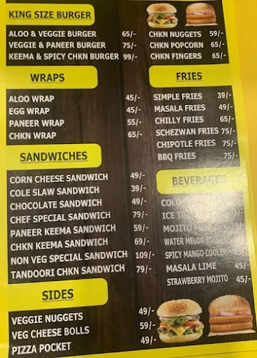 The Burgerz Town menu 