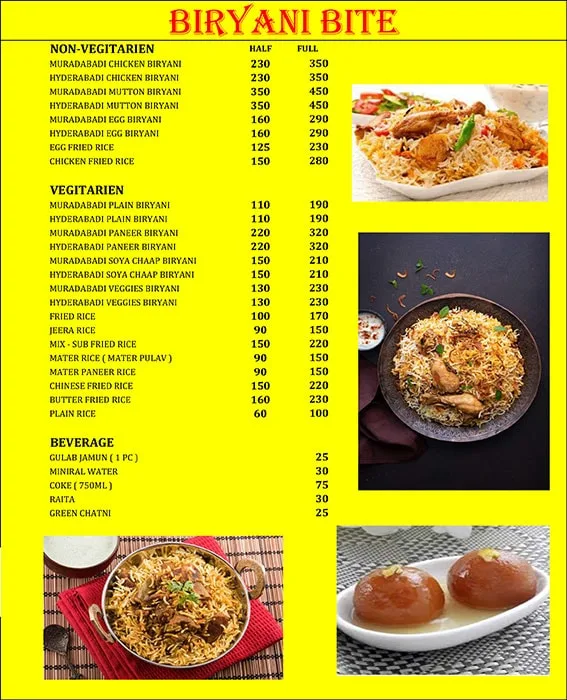 Biryani Bite menu 