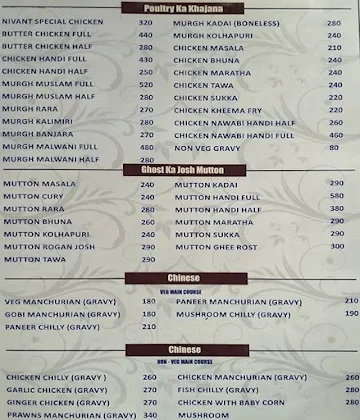 Hotel Nivant Gardan menu 