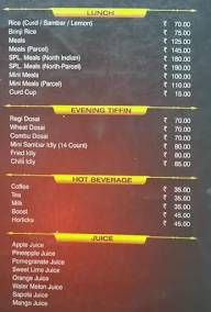 Kumars Hotel menu 1