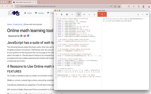 Online math learning tool chrome extension