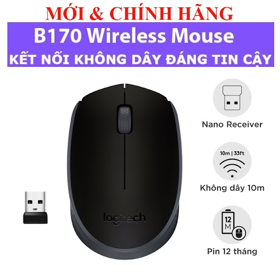 Chuột Không Dây Logitech B175, Logitech B170 Nhỏ Gọn Bền Bỉ