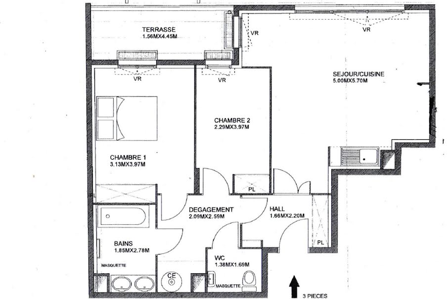 Vente appartement 3 pièces 65 m² à Cagnes-sur-Mer (06800), 280 000 €