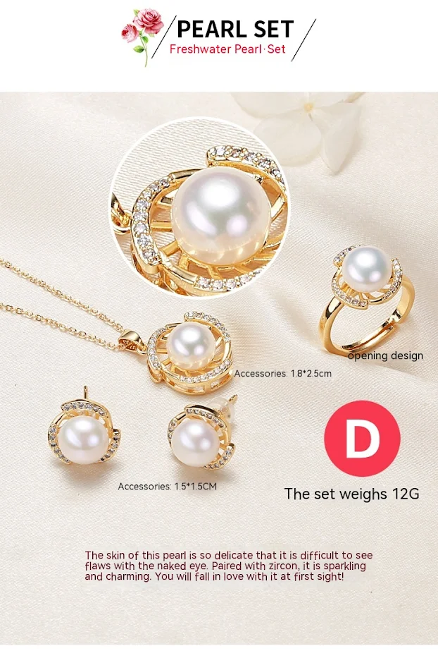 Parelketting Ring Oorbellen Set Luxe Sieraden voor Dames Perfect als Cadeau Elegante Set voor Elke Gelegenheid Prachtige Uitstraling en Tijdloos Design