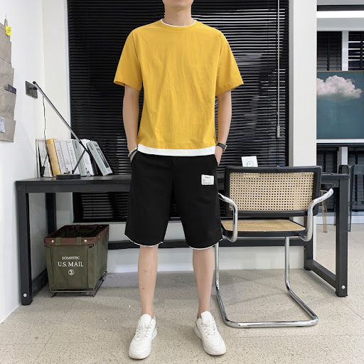 Title 12, Mens Casual Suit Round Neck Cotton Student Sho...