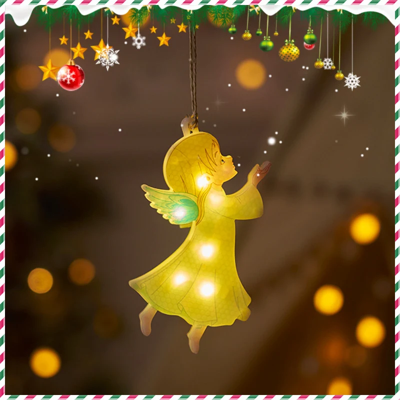 Adorno navideño con luces colgantes para árbol de Navidad, crea un ambiente festivo y mágico con fácil instalación y bajo consumo.