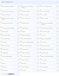 Captain Grub menu 2