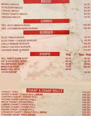 Chinese Corner menu 