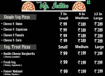 Pizza Villa 74 menu 