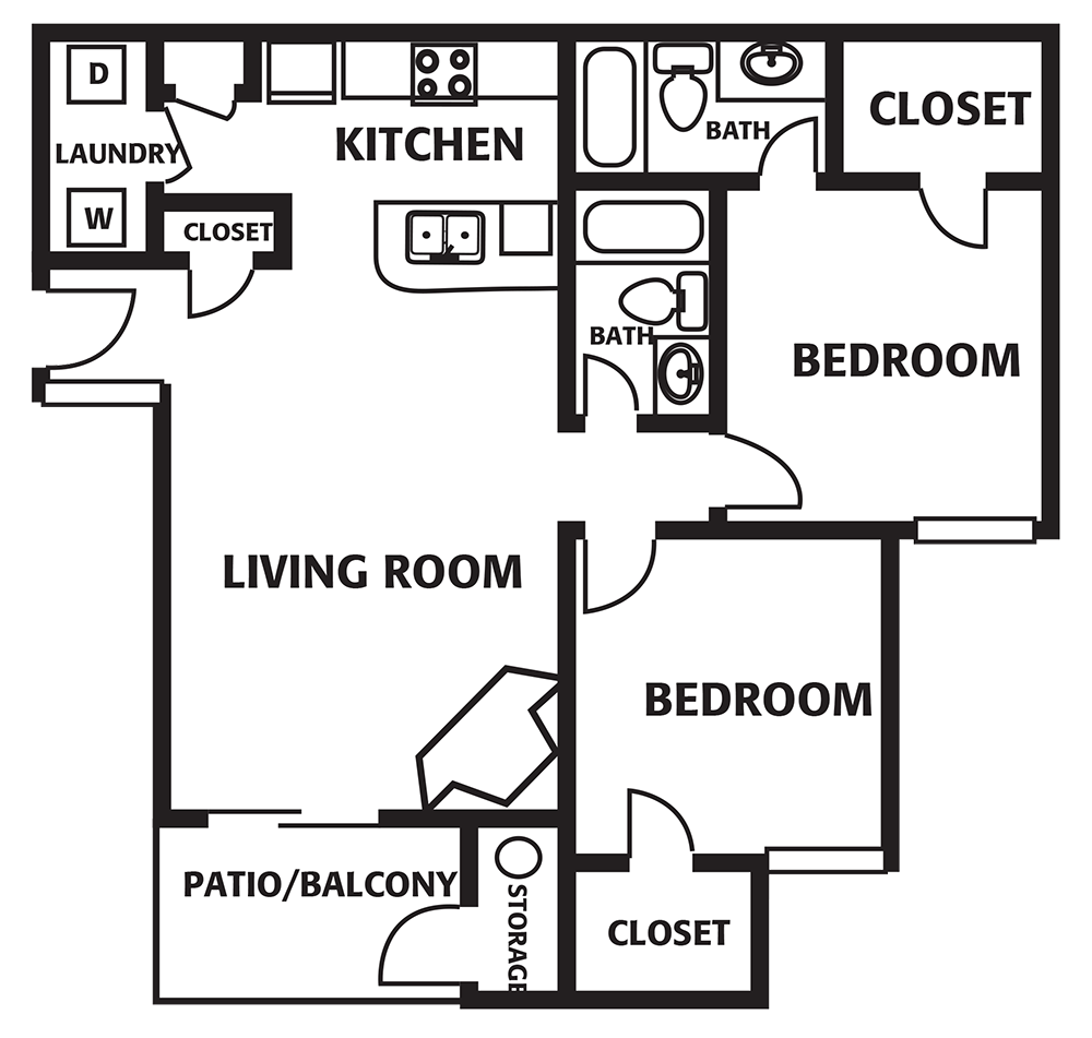 2 Bed 2 Bath