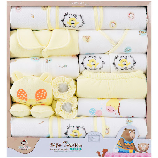 Title 12, 18 Piece Cotton Newborn Clothes Gift Box Set, o...