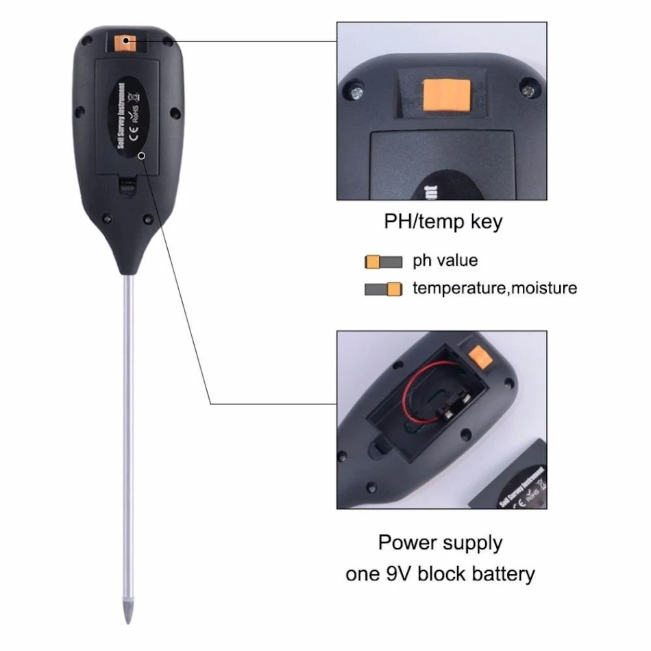 Sağlıklı bitkiler için toprak pH test cihazı, hızlı ve doğru pH ölçümü, bitki büyümesini iyileştirir, verimi artırır ve bahçe bakımını kolaylaştırır.