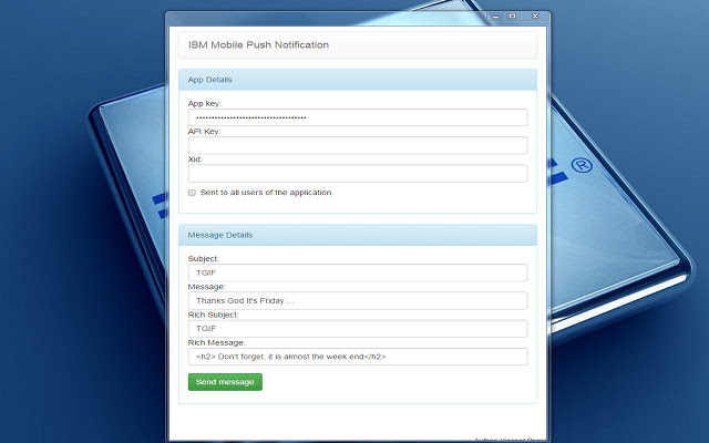 IBM Mobile Push notification (demo) chrome extension