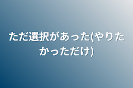 ただ選択があった(やりたかっただけ)