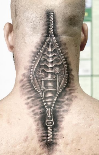 Scare Covering Zipper Tattoo